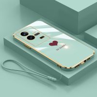 เคสโทรศัพท์ VIVO X90 Pro + Plus X80 Pro IQOO 11 5G มีสไตล์ลาย Love Heart เคสปลอกสายคล้องชุบไฟฟ้ามันวาว