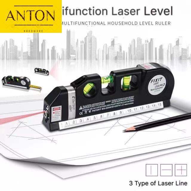 Level Pro laser ruler 3 8FT Cross Line Laser 2.5m Ruler Measure