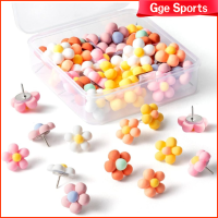 GGE SPORTS 36PCS โบโฮ ดอกเดซี่ ตกแต่งด้วยการตกแต่ง สีสันสดใส หมุดปักดอกไม้ ตะปูหัวแม่มือลายดอกไม้สีชมพู 36ชิ้นค่ะ หมุดกดหมุด ภาพติดผนัง