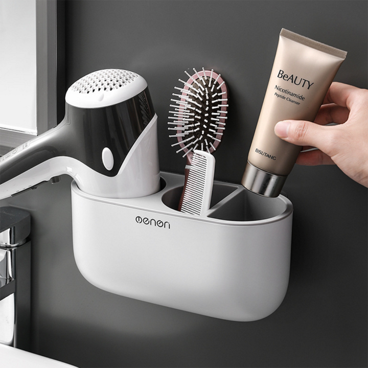 bathroom-finishing-brush-hair-dryer-rack-wall-mounted-shelf-makeup-storage-nailless-hair-dryer-toothbrush-holder