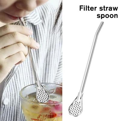 Reusable Steel Straw Spoon Filtered Drinking Straw Tea Strainer With For Drinks Practical And Spoon G5I3