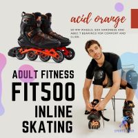 OXELO รองเท้าอินไลน์สเก็ต เพื่อการออกกำลังกายรุ่น FIT500 (สีส้ม Acid) ( Adult Inline Fitness Skates FIT500 - Acid Orange ) Roller Skate โรลเล่อร์เสก็ต รองเท้าสเก็ต