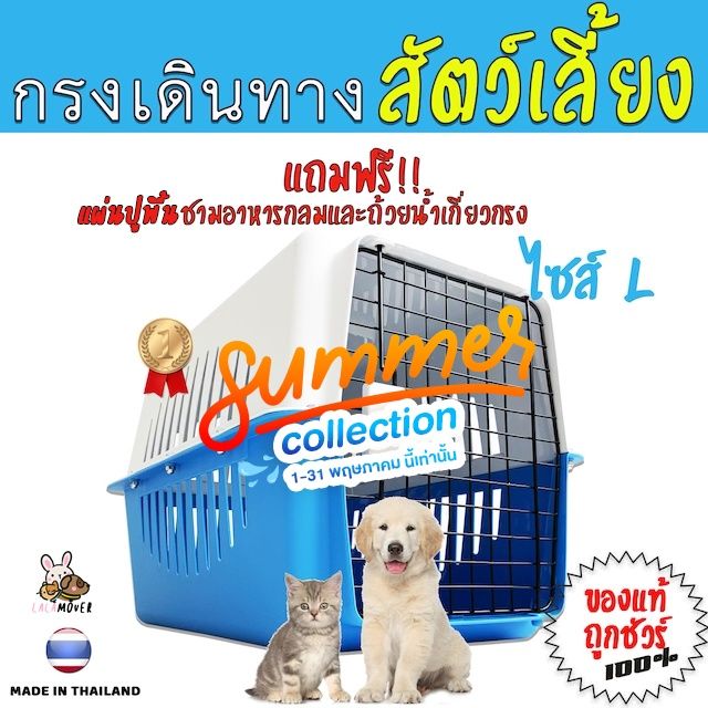 ส่งฟรี-กล่องเดินทางสัตว์เลี้ยง-กรงหิ้วสัตว์เลี้ยง-ไซส์l-กรงหิ้วหมา-กรงหิ้วแมว-กล่องใส่หมามีแผ่นรองพื้น-ชามอาหาร-ถ้วยเกี่ยวกรง