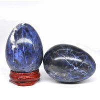 35x50mm Blue Sodalite Egg Shaped Stone Healing Natural Crystal Massage Minerale Gemstone Spiritual Decoration Collection