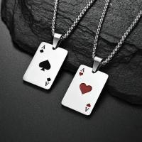 Stainless Steel Poker Card Ace of Spades Pendant Chain Necklace For Women Men Playing Cards Jewelry Hip Hop Jewelry Gift