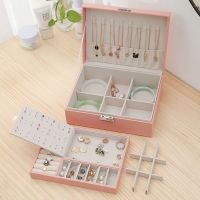 [COD] Jewelry box with lock earrings necklace storage large capacity simple ear finishing