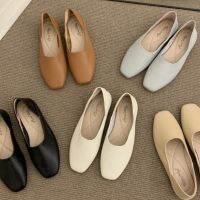 HOT★New Womens Flats Square Toe Boat Shoes Candy Color Slip on Flat Shoes Woman Loafes Black Shallow Concise Sneakers Autumn 1487N