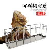 Stainless Steel Turtle Feeder Bowl Basin Food Dispenser Feeding Tool Multifunction Aquarium Turtle Reptile Amphibian Pet Supply