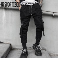 New Black Cargo Pants Hip Hop Joggers Men Loose Harem Pants Multi-pocket Ribbon Trousers Casual Streetwear Sport Pants for Men