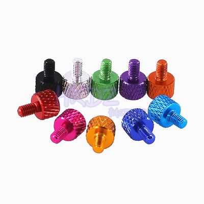 ✧☃ M3x5mm Colourful Aluminum Knurled Thumb Screw Round Flat Head DIY Computer Case Adjust Screw M3x4mm