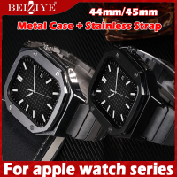 Stainless Steel Band + Metal Case สายนาฬิกา สำหรับ For apple Watch 9 8 7 SE 6 5 4 Band 41mm 45mm 40mm 44mm Stainless Steel Strap Bracelet