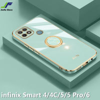 JieFie เคสโทรศัพท์ชุบสำหรับ Infinix Smart 5 / Smart 6 / Smart 5 Pro / Smart 4 / Smart 4C เคสหรูหราสไตล์ผู้หญิง TPU แบบนิ่มเคสป้องกันการตกกระแทกพร้อมขาตั้งนาฬิกาสร้างสรรค์