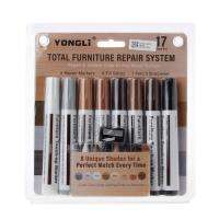 17Pcs Furniture Touch Up Kit Markers &amp; Filler Sticks Wood Scratches Restore Kit Pens