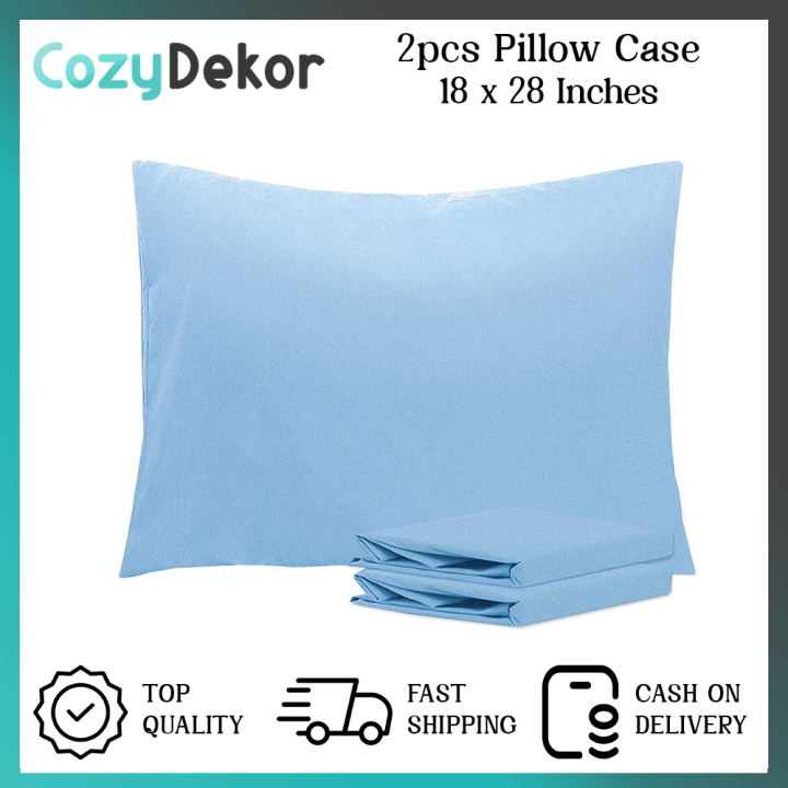 Cozydekor Pure Cotton Plain Pillow Case SET of 2 18x28 Inches Pillow
