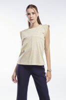 ESPADA เสื้อนิตแขนกุดแต่งเส้นด้ายรูเล็กซ์ ผู้หญิง สีทอง | Sleeveless Knit Top with Gold Lurex | 4684