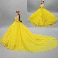 Fashion Yellow Sequin Wedding Dresses for Barbie Clothes Outfits 1/6 BJD Playhouse Accessories Princess Evening Party Gown Toys