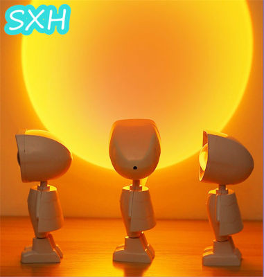 SXH Sunset Light นักบินอวกาศสุทธิภาพสีแดงบรรยากาศแสงถ่ายภาพสด Sunset Light Night Light ห้องนอนข้างเตียง Touch Light Night Lights