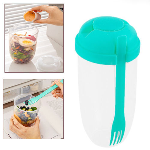 1L Portable Salad Cup with Fork Breakfast Salad Bowl School Lunch Box Food Container  Salad Shaker Yogurt Oatmeal Cereal Milk Cup
