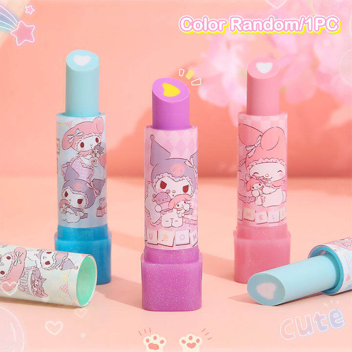 LSHUO Sanrio My Melody Kuromi Lipstick Design Cartoon Rubber Eraser