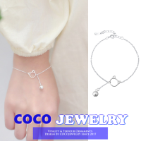 COCOJEWELRY สร้อยข้อมือลูกปัดกลมรูปแมวน่ารักสไตล์เกาหลีจี้สาวประณีตเทรนด์หวานและเรียบง่ายสร้อยข้อมือเครื่องประดับแฟชั่นสำหรับผู้หญิงของขวัญ