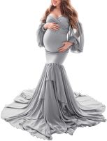 solid color Sexy Shoulderless Maternity Dresses Photoshoot Ruffles Pregnancy Pregnant Women Dress Photography Props