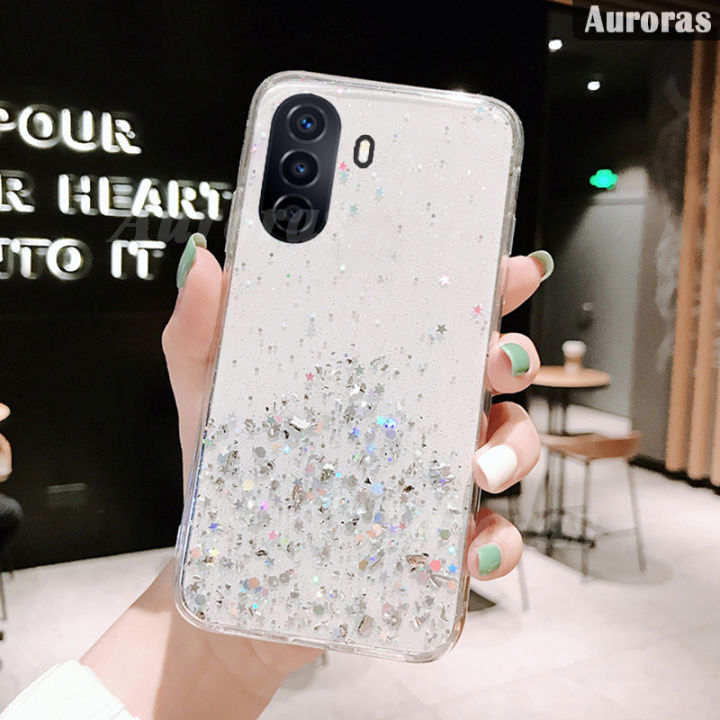 เคสโทรศัพท์สำหรับ-huawei-nova-y71-y70เลื่อมเปลือกเคสมันเงาสำหรับ-huawei-nova-y70-y71เคส-y71ฝาครอบกรอบนุ่มโปร่งใสท้องฟ้าเต็มไปด้วยดวงดาวพระจันทร์เต็มดวง