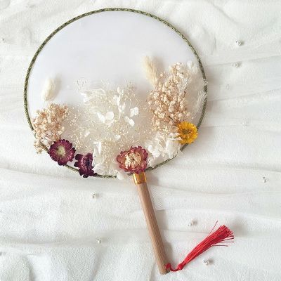 ▨  Eternal life dried flower flower round fan diy material package fan gift flower art lesson 38 womens days an activity by hand