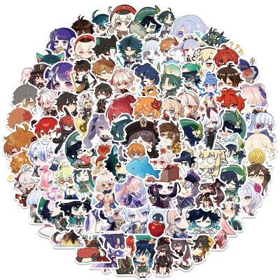 50/100 PCS Anime Game Cute Genshin Impact Stickers Graffiti for Laptop Luggage Skateboard Motorcycle Decal Scrapbook Toy Stickers Labels