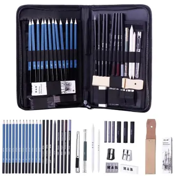 Professional 70Pcs Set Artist Sketching Drawing Pencil Charcoal Graphite  Stick Accessories Complete Graphing Art Kit + Metal Box