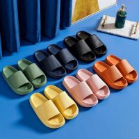 【CW】 Summer Slippers Women Men EVA Indoor Soft Non slip Sandals Couple Thicken Solid Color Home Breathable Light Flip Flops Slides