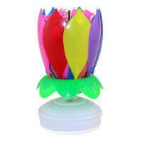 Upgrade Multicolor Rotating Lotus Cake Candle Electronic Music Candle Birthday Wedding NEWEST Home Decor