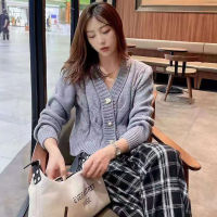 2021 Korean Version of The Twist Long-sleeved Sweater Cardigan V-neck Blouse Womens Fashion 2021 New Casual Western Style Top