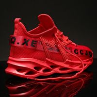 ☬▣  Streetwear Sneakers Men Shoes White Red Mesh Breathable Male Trainers Light Sports Running Shoes Big Size 39 46 Dropshipping