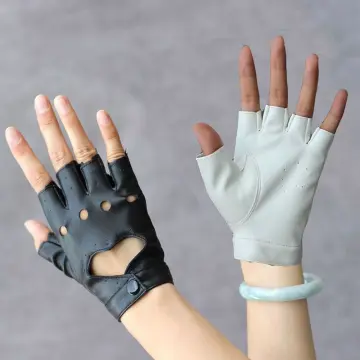 Stylish Heart Shaped PU Leather Fingerless Leather Gloves For Men