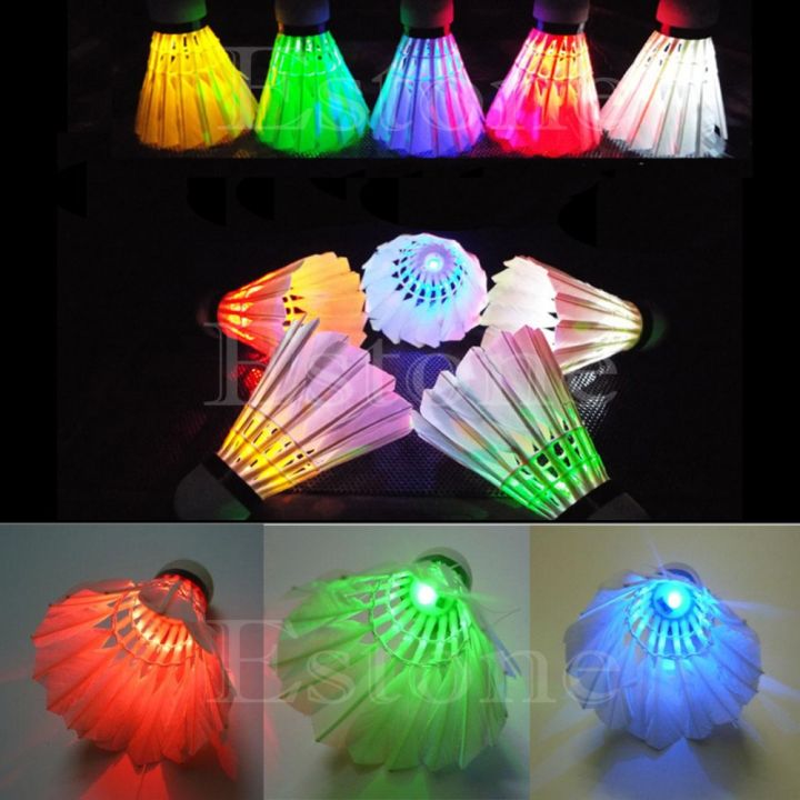 new-4pcs-lighting-badminton-birdies-dark-night-colorful-led-shuttlecock-hot-sale