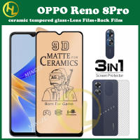 3in กระจกเทมเปอร์เซรามิก1 OPPO Reno8Pro 5กรัม Reno 10 9 8 8T 8Z 8Pro 7 6 7Z 7SE 4Z 6Z 5K 4 3 2F/2Z 4G 5G ฟิล์มบางด้าน5G + ฟิล์มเลนส์ + ฟิล์มด้านหลัง