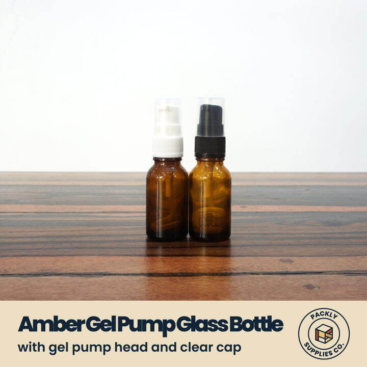 Amber Glass Bottle With Gel Pump And Cap 5ml 10ml 15ml 20ml 30ml 50ml ...