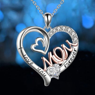JDY6H Heart Mom Double Love Mother Necklace for Women Zircon Letter Initial Pendant Chain Necklace Mothers Day Gift Designer Jewelr