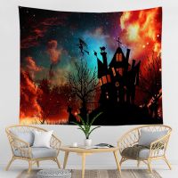 Halloween Tapestry Wall Hanging Wall Cloth Tapestries Pumpkin Lantern bat Night Moon Tapestry Mandala Wall Carpet