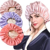 Elastic Silk Hair Bonnet Shower Cap Hat Reusable Bath Head Hair Cover Salon Bath Caps Sleeping Bonnet for Men Women