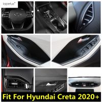 ภายในสำหรับ Hyundai Creta 2020 -2022โคมไฟหัวหน้าต่างลิฟท์พวงมาลัยเกียร์เปลี่ยน AC อากาศปกตัดอุปกรณ์คาร์บอนไฟเบอร์