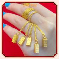 สร้อยคอทองคําผู้หญิงแท้ 18k Italian Square Brick Pendant น้ําหนัก 3.5g ทองคําบริสุทธิ์ 99.99%