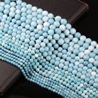 Wholesale Natural Larimar Gem Stones Round Loose Beads Ocean Sea Stone Beads for Women Jewelry Making DIY Bracelet Necklace 14 Shoes Accessories Sho