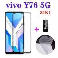 ส่งจากไทย Vivo Y76 5G ฟิล์ม 3in1 ฟิล์มเลนส์กล้อง ฟิล์มกระจกเต็มจอ ฟิล์มหลัง ฟิล์มกันกระแทกขอบดำ