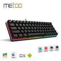 Metoo 2.4Ghz WirelessBluetoothWired Mini Portable Mechanical Keyboard RGB Backlight Gaming Keyboard for Laptop Tablet Mobile