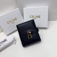 （High end bags）2023 new CE solid color wallet short two-fold wallet all-match clutch bag multi-card card holder head layer leather ultra-thin wallet1232 Box packaging