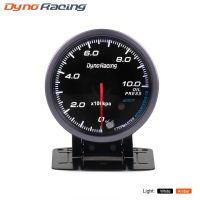 Dynoracing 60มม. หน้าปัดสีดำเกจวัดความดันสีเหลืองอำพัน/ขาว0-10บาร์กดมาตรวัดที่มีฟังก์ชั่นสูงสุด BX101482