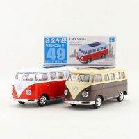 Caipo 1/43อัลลอยหล่อขึ้นรูป VW T1ประตูของเล่นดึงกลับโมเดลรถยนต์รถบัสยางรถ Opend Ruer สำหรับเด็กคอลเลกชันของเล่นเพื่อการศึกษา