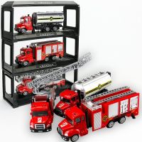 Childrens Alloy Car Toy Car Little Boy Anti-fall Mini Simulation Car Engineering Alloy Car Model Fire Fighting Truck 15 In1