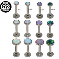 1 Piece G23 Titanium Steel with Opal Fresh Piercing Lip Labret Stud Internally Thread 16Gauge Ear Helix Lobe Pinna Piercing